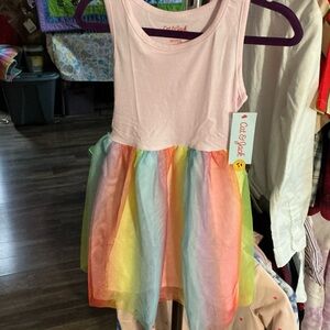 Cat & Jack Pastel Pink Dress with Rainbow Skirt